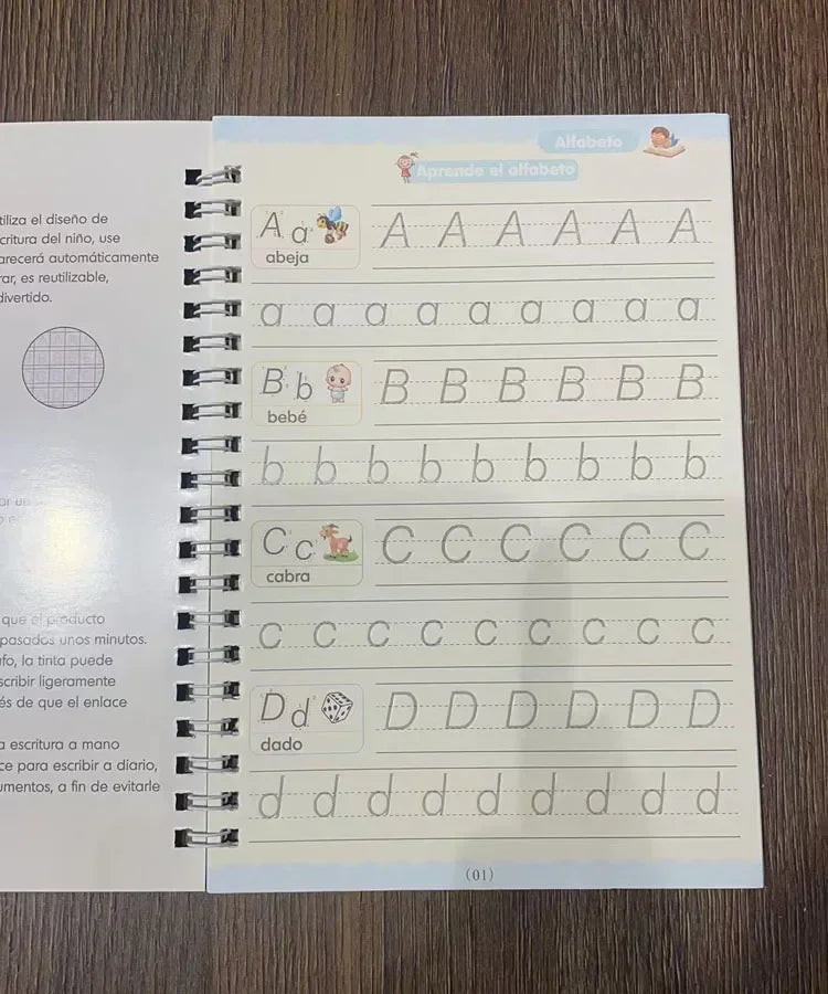 Magic Writing Book in Portuguese Calligraphy Notebook Montessori Kids Reusable Educational Calligraphic Letter Practice Toy