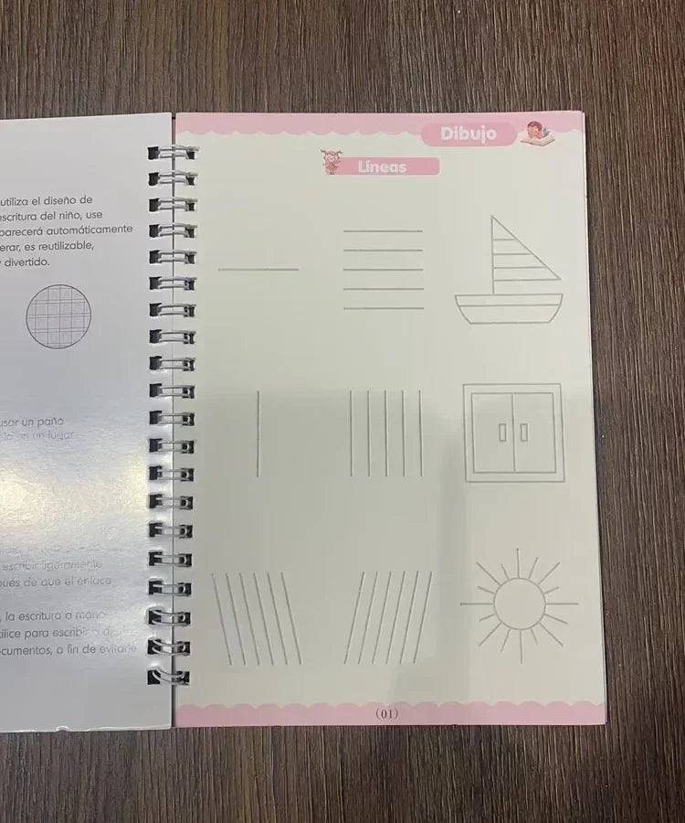 Magic Writing Book in Portuguese Calligraphy Notebook Montessori Kids Reusable Educational Calligraphic Letter Practice Toy