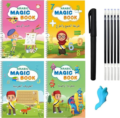 Magic Writing Book in Portuguese Calligraphy Notebook Montessori Kids Reusable Educational Calligraphic Letter Practice Toy