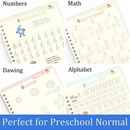 Magic Writing Book in Portuguese Calligraphy Notebook Montessori Kids Reusable Educational Calligraphic Letter Practice Toy