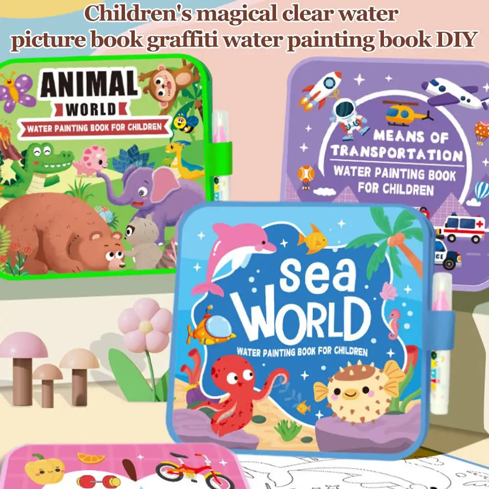 Magic Water Drawing Book for Kids - Reusable Doodle Mat, Mess-Free Travel Toy, Foldable Painting Activity Book