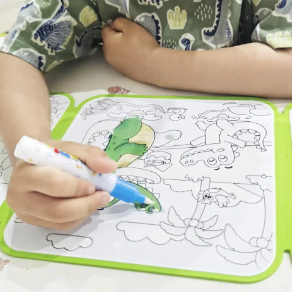 Kids Magic Water Painting Book Reusable Water Graffiti Book Animal/Sea/Transport Theme Education Toy Water Pen Art Supplies
