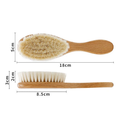 Baby Hairbrush Newborn Wooden Comb Natural Wool Brush Infant Head Massager Bath Brush Kids Comb Birth/Baptism Baby Shower Gift