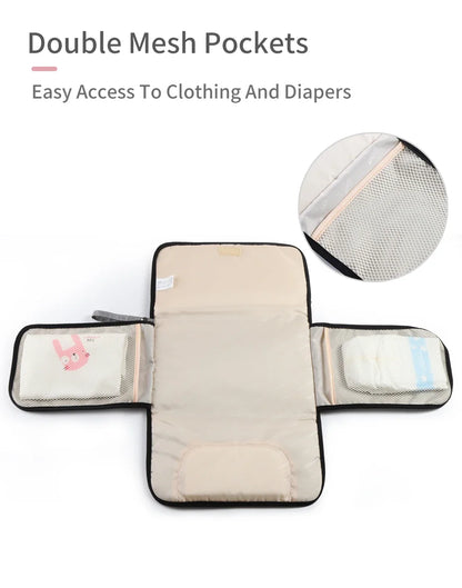 Portable Baby Changing Mat: 2-in-1 Waterproof Diaper Changing Pad with Storage Bag for Newborns