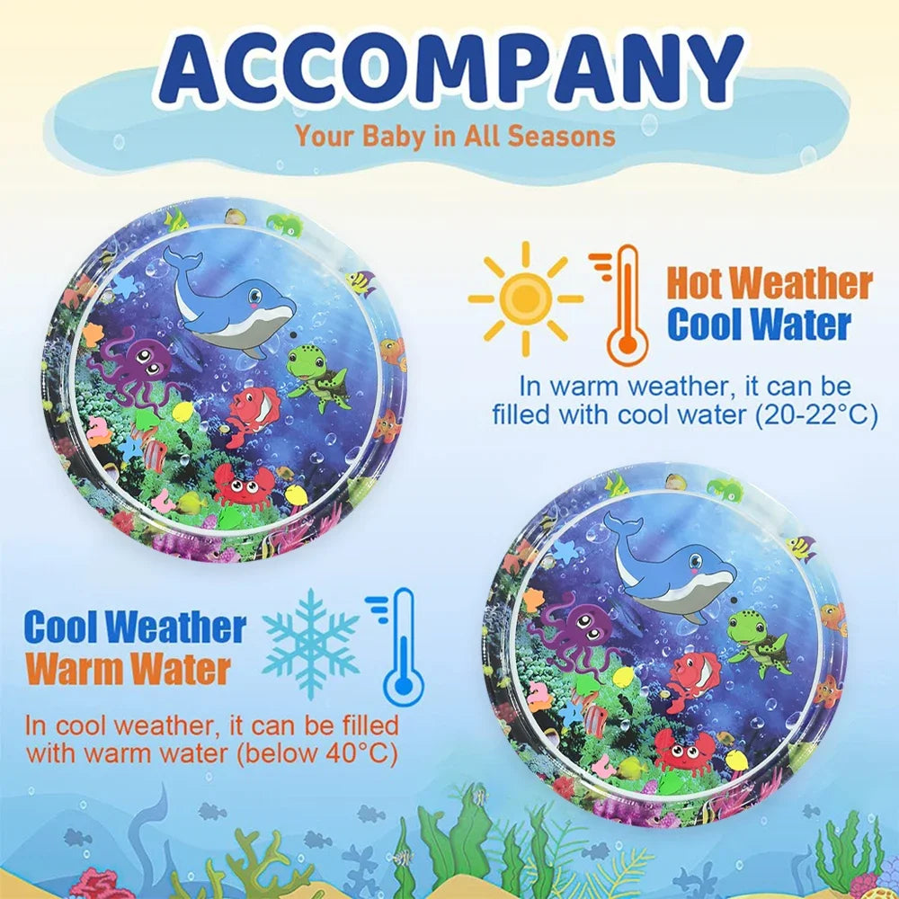 1pc 100cm/39.37inch Baby Play Water Mat Purple Octopus Inflatable PVC Playing Mat Toddler Pad Kids Early Education Activity Toy