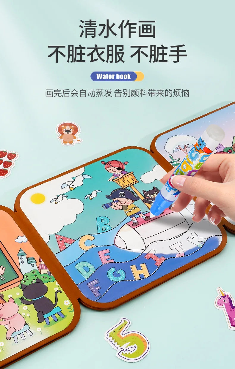 Drawing Coloring Books for Kids Magic Water Book with Pen 2 To 4 Years Old Children Learning Education Toy Baby Montessori Toys
