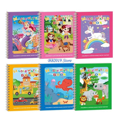 Q0KB 6 Pack Magical Water Drawing Book For Children Educational Creative Draw Toy