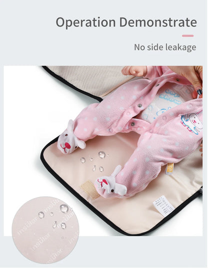 Portable Baby Changing Mat: 2-in-1 Waterproof Diaper Changing Pad with Storage Bag for Newborns