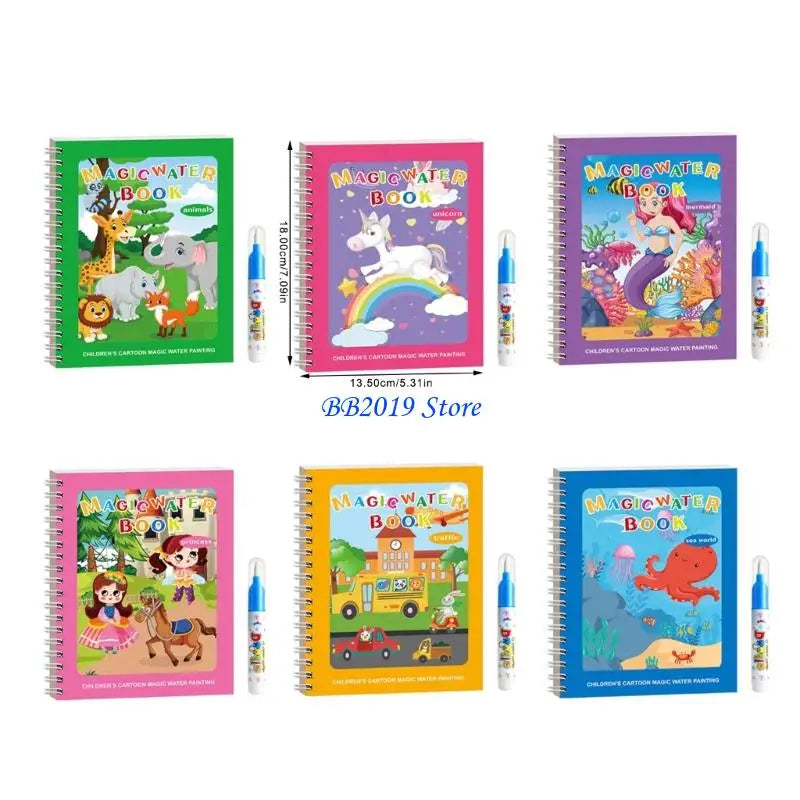 Q0KB 6 Pack Magical Water Drawing Book For Children Educational Creative Draw Toy