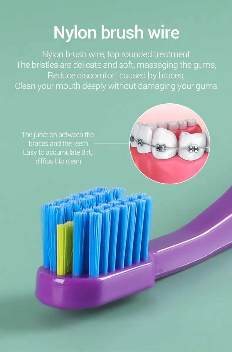 3PC Clean Orthodontic Braces Adult Orthodontic Toothbrushes Dental Tooth Brush Soft Bristle Toothbrush For Oral Health Care