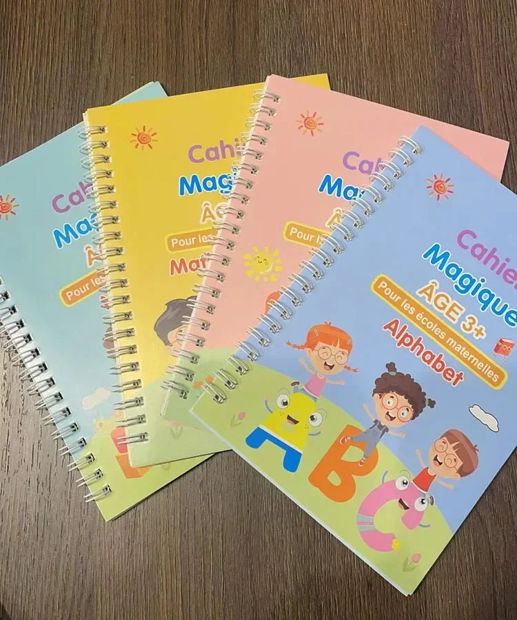 Magic Writing Book in Portuguese Calligraphy Notebook Montessori Kids Reusable Educational Calligraphic Letter Practice Toy