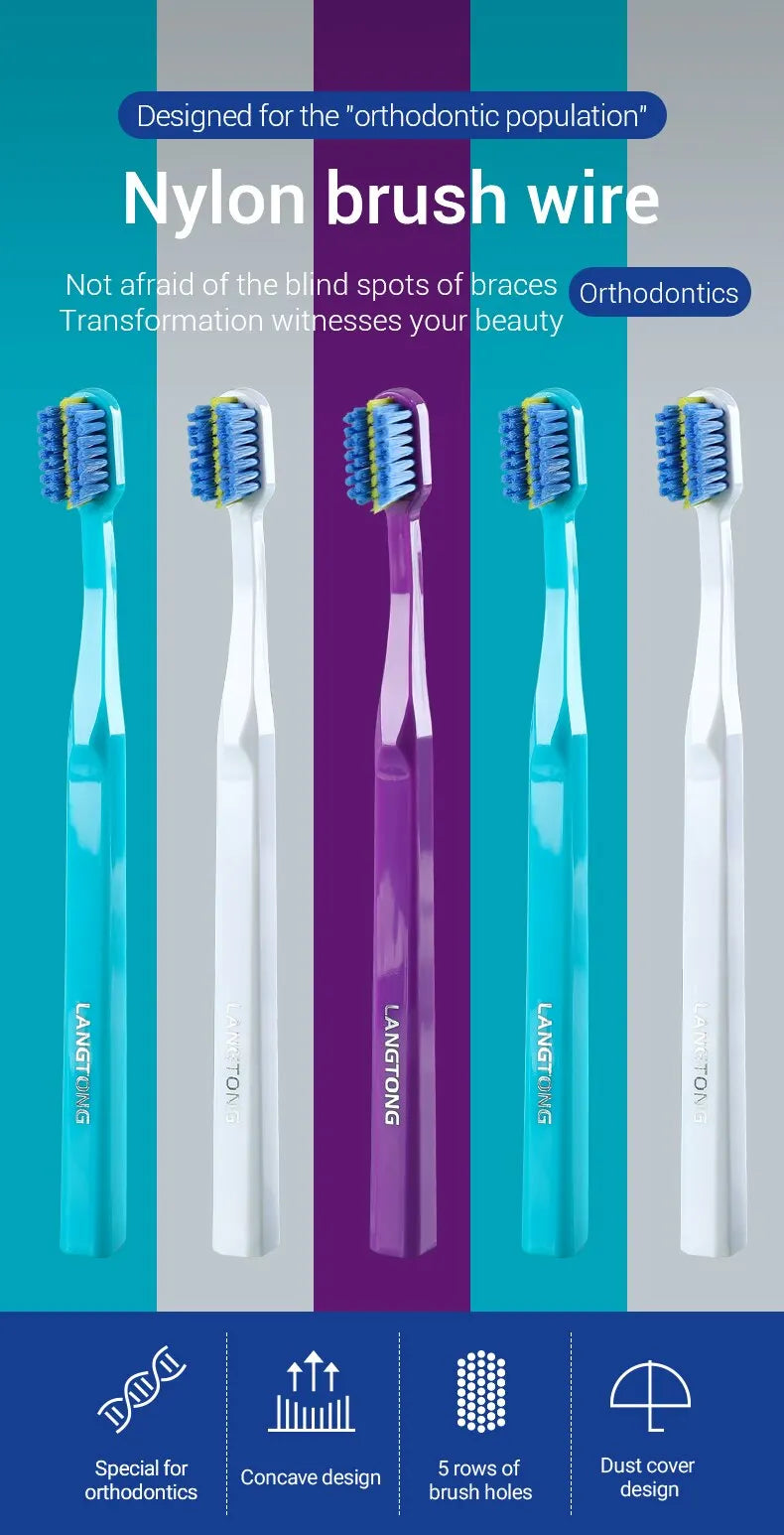 3PC Clean Orthodontic Braces Adult Orthodontic Toothbrushes Dental Tooth Brush Soft Bristle Toothbrush For Oral Health Care