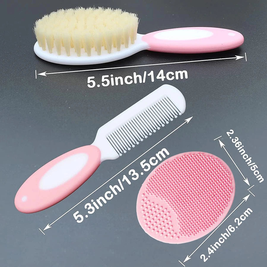 Baby Hair Brush Set for Newborn Toddlers Soft Bristles Cradle Cap Brush Gift Baby Care Accessories Infant Bathing Soft Comb