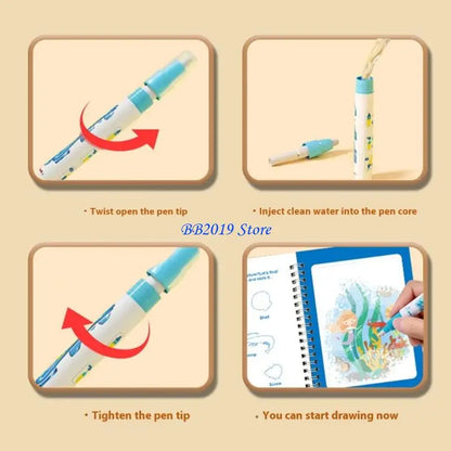 Q0KB 6 Pack Magical Water Drawing Book For Children Educational Creative Draw Toy