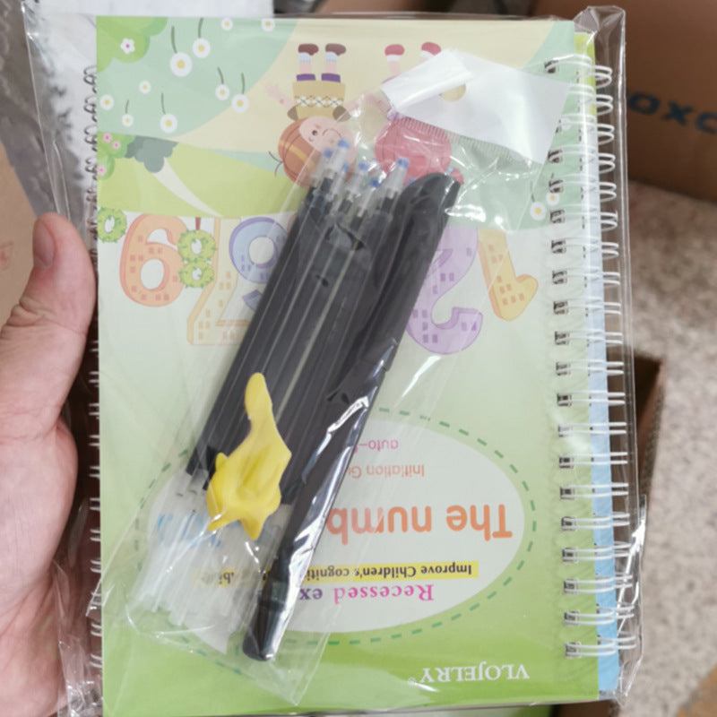 4 Books English Copybook Pen Magic Copy Book Auto Disappear Ink Children Writing Sticker Practice for Kids Enlightenment Gift