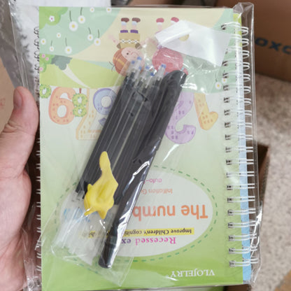 4 Books English Copybook Pen Magic Copy Book Auto Disappear Ink Children Writing Sticker Practice for Kids Enlightenment Gift