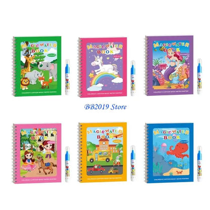 Q0KB 6 Pack Magical Water Drawing Book For Children Educational Creative Draw Toy