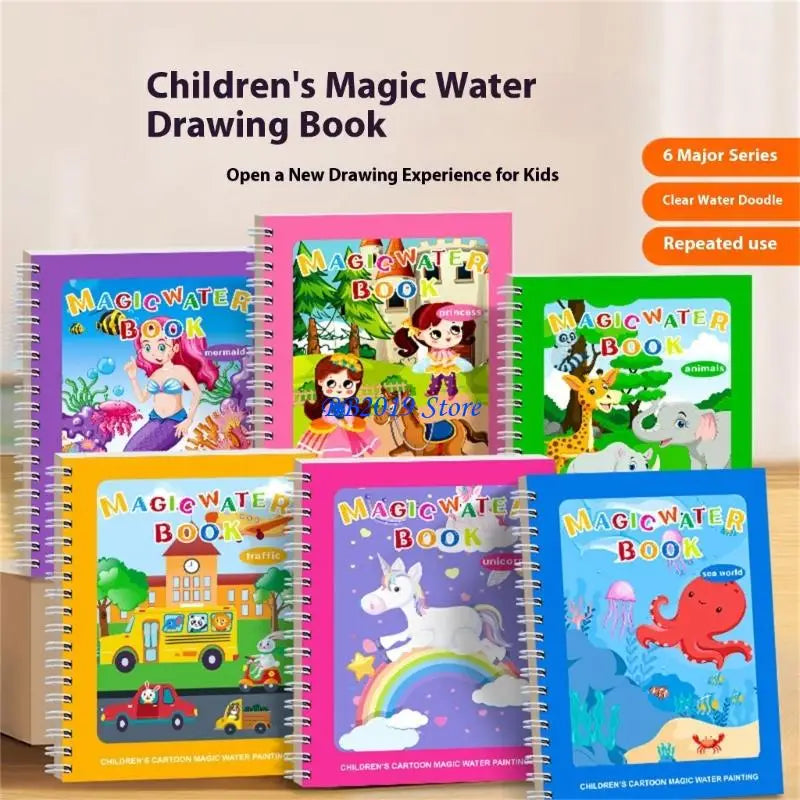Q0KB 6 Pack Magical Water Drawing Book For Children Educational Creative Draw Toy