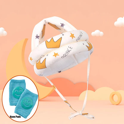 No Bumps Baby Safety Helmet Summer Mesh Infant Head Cushion Bumper Bonnet With Knee Pad Baby Head Protector For Crawling Walking