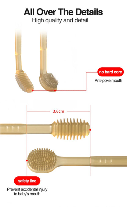 MAMIJOY Baby Toothbrush 3-In-1 Silicone Tongue Brush Infant Toddler Oral Care Training Teeth Brush with Cover BPA Free BY11
