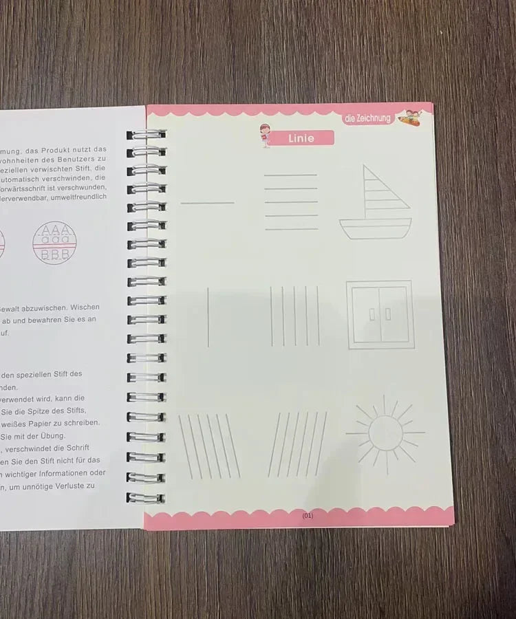 Magic Writing Book in Portuguese Calligraphy Notebook Montessori Kids Reusable Educational Calligraphic Letter Practice Toy