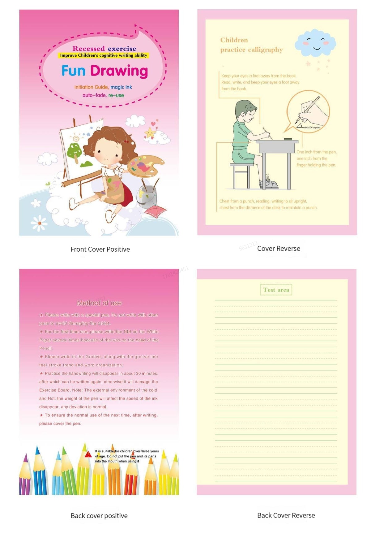 4 Books English Copybook Pen Magic Copy Book Auto Disappear Ink Children Writing Sticker Practice for Kids Enlightenment Gift