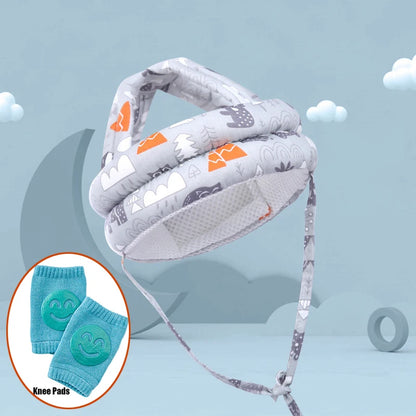 No Bumps Baby Safety Helmet Summer Mesh Infant Head Cushion Bumper Bonnet With Knee Pad Baby Head Protector For Crawling Walking