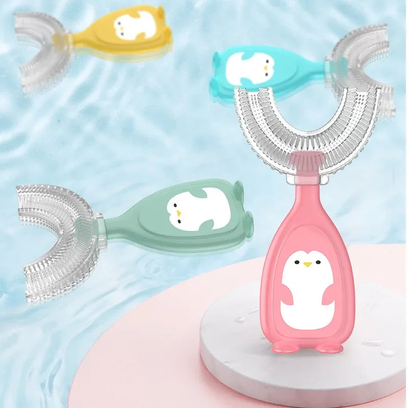 Kids Toothbrush U-Shape 360 Degree Infant Teether Baby Toothbrush Children Silicone Brush For Toddlers Oral Tooth Care Cleaning