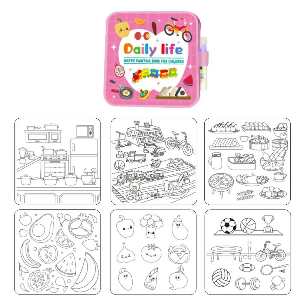 Magic Water Drawing Book for Kids - Reusable Doodle Mat, Mess-Free Travel Toy, Foldable Painting Activity Book