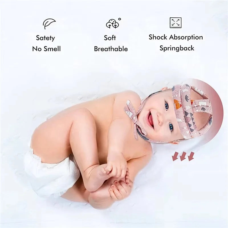 No Bumps Baby Safety Helmet Summer Mesh Infant Head Cushion Bumper Bonnet With Knee Pad Baby Head Protector For Crawling Walking