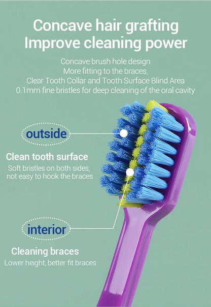 3PC Clean Orthodontic Braces Adult Orthodontic Toothbrushes Dental Tooth Brush Soft Bristle Toothbrush For Oral Health Care