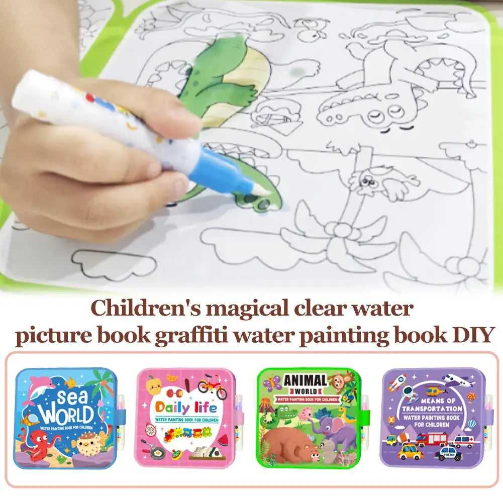 Magic Water Drawing Book for Kids - Reusable Doodle Mat, Mess-Free Travel Toy, Foldable Painting Activity Book