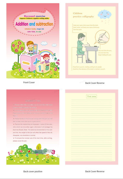 4 Books English Copybook Pen Magic Copy Book Auto Disappear Ink Children Writing Sticker Practice for Kids Enlightenment Gift
