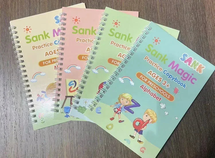 Magic Writing Book in Portuguese Calligraphy Notebook Montessori Kids Reusable Educational Calligraphic Letter Practice Toy