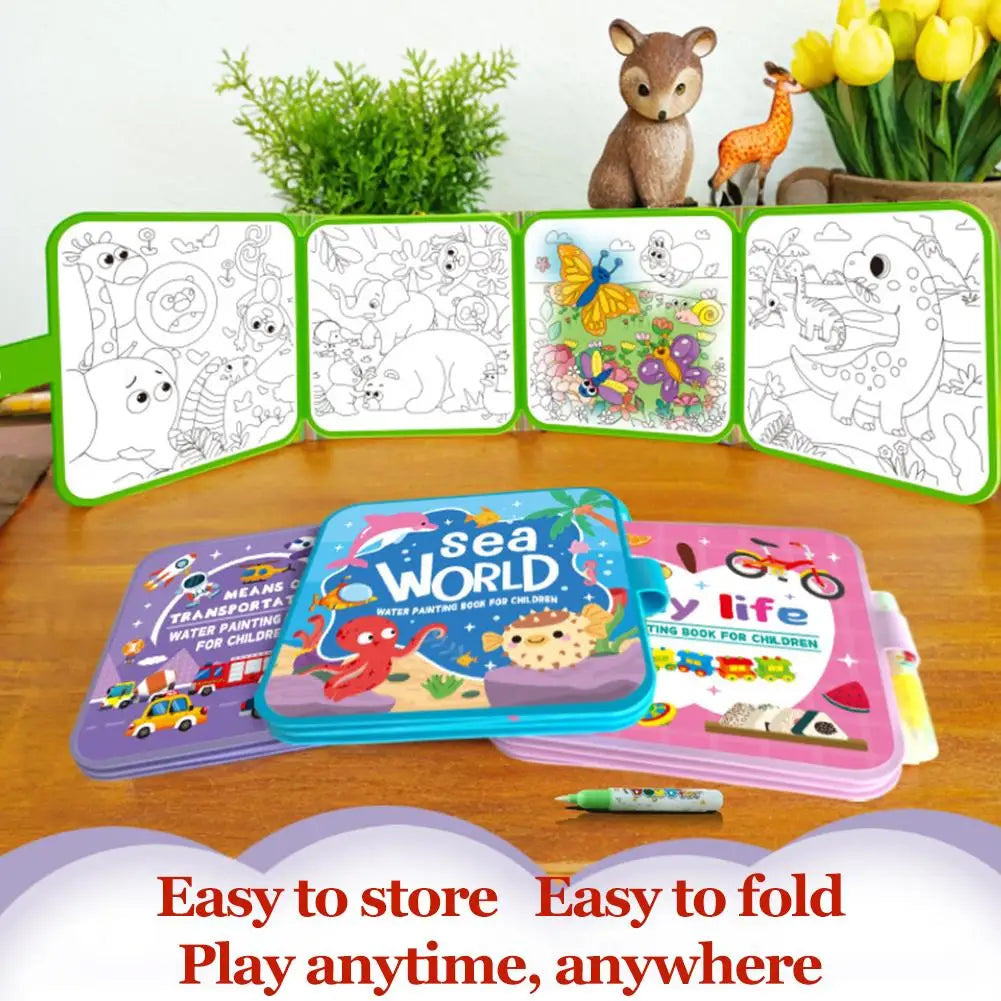 Magic Water Drawing Book for Kids - Reusable Doodle Mat, Mess-Free Travel Toy, Foldable Painting Activity Book