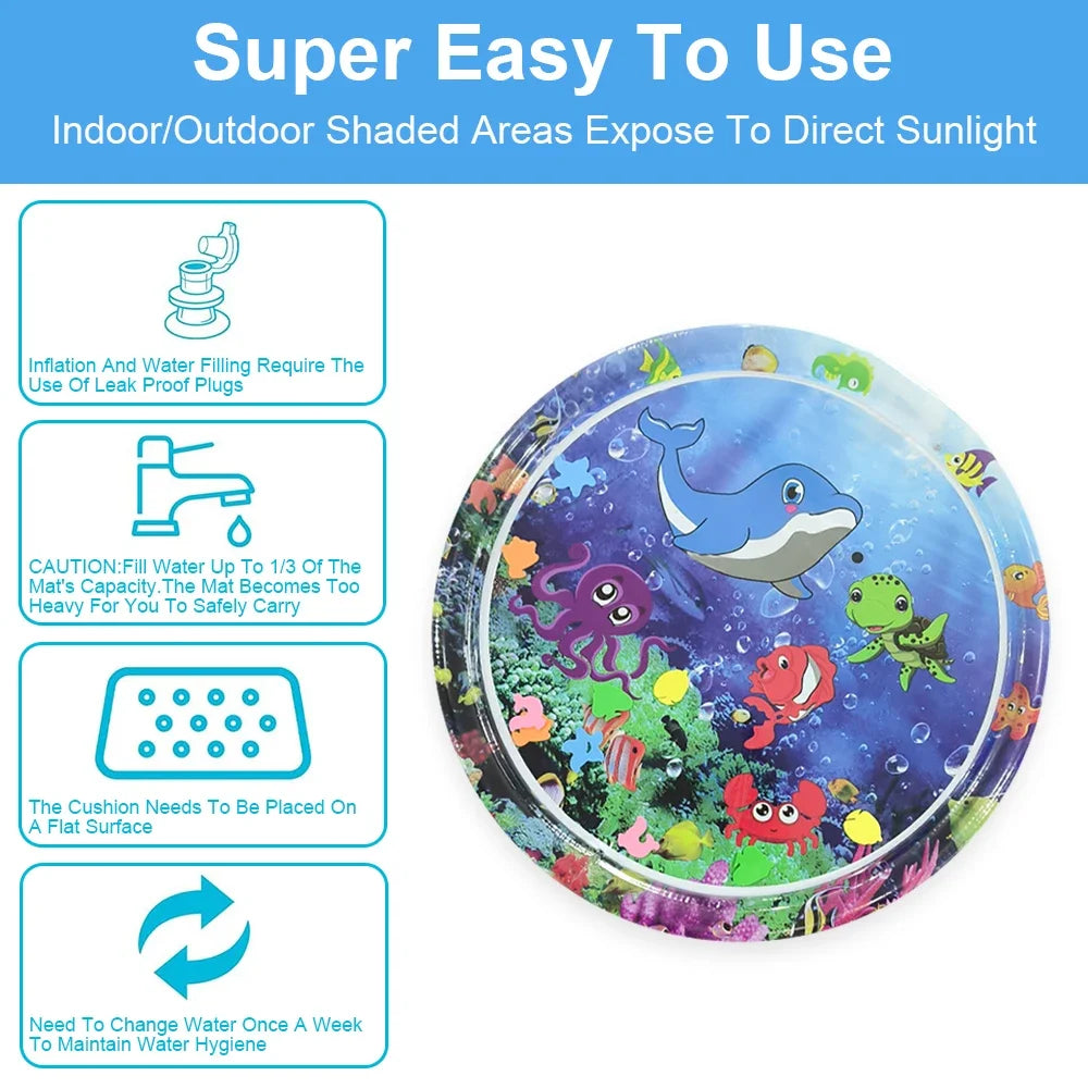 1pc 100cm/39.37inch Baby Play Water Mat Purple Octopus Inflatable PVC Playing Mat Toddler Pad Kids Early Education Activity Toy