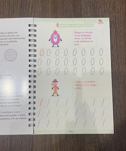 Magic Writing Book in Portuguese Calligraphy Notebook Montessori Kids Reusable Educational Calligraphic Letter Practice Toy