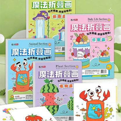 4 Books Magic Fold And Draw Complete Collection Kids Art Craft Activity Book Creative Paper Folding Learning Fun