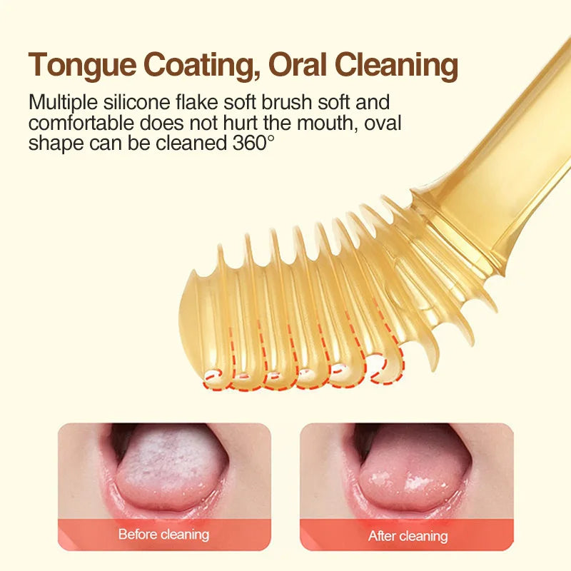 MAMIJOY Baby Toothbrush 3-In-1 Silicone Tongue Brush Infant Toddler Oral Care Training Teeth Brush with Cover BPA Free BY11