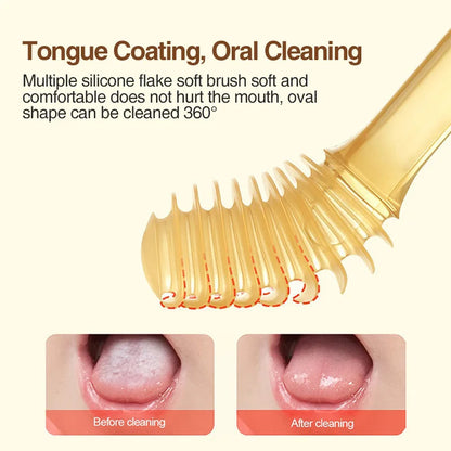 MAMIJOY Baby Toothbrush 3-In-1 Silicone Tongue Brush Infant Toddler Oral Care Training Teeth Brush with Cover BPA Free BY11