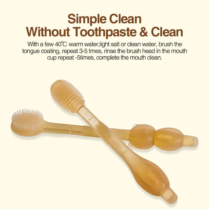MAMIJOY Baby Toothbrush 3-In-1 Silicone Tongue Brush Infant Toddler Oral Care Training Teeth Brush with Cover BPA Free BY11