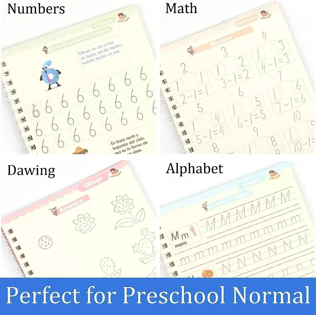 Magic Writing Book in Portuguese Calligraphy Notebook Montessori Kids Reusable Educational Calligraphic Letter Practice Toy