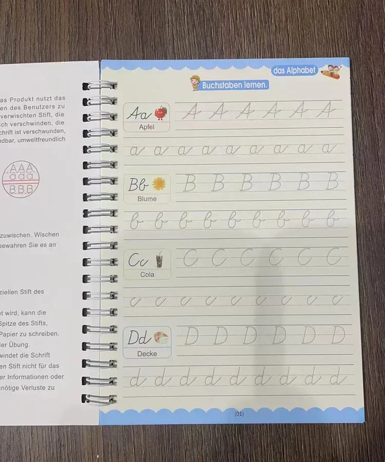 Magic Writing Book in Portuguese Calligraphy Notebook Montessori Kids Reusable Educational Calligraphic Letter Practice Toy