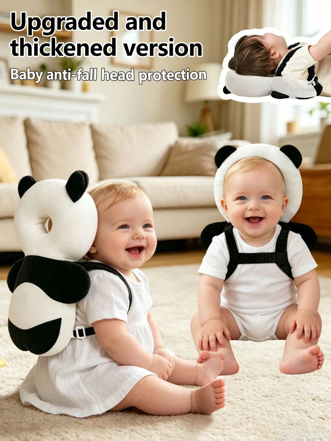 Panda Shaped Baby Head Back Protector Adjustable Toddler Walk Training Anti Fall Shock Absorbing Infant Crawling Safety Cushion