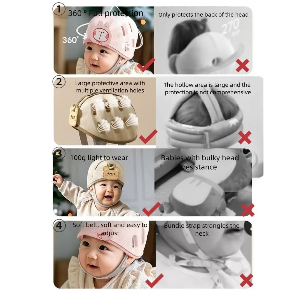 No Bumps Baby Safety Helmet Breathable Adjustable Infant Head Protector Ultra-Light 360-Degree Protection Baby Safety Headguard